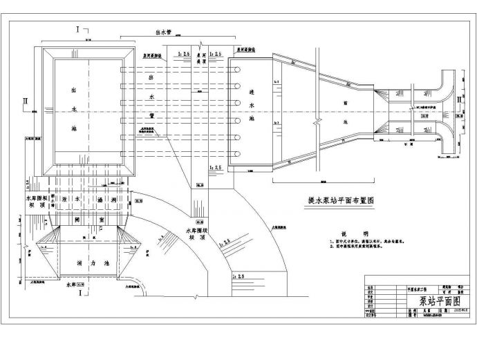 平原水库抽水泵站平面布置以及结构图设计_图1