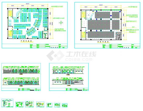 最新的4套网吧室内装修设计CAD图纸集资料下载-图二