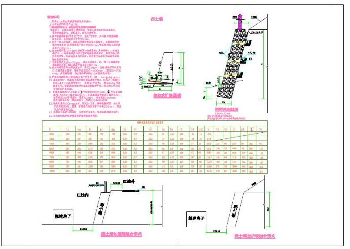 仰斜式路肩挡土墙全套施工参考CAD详图_图1