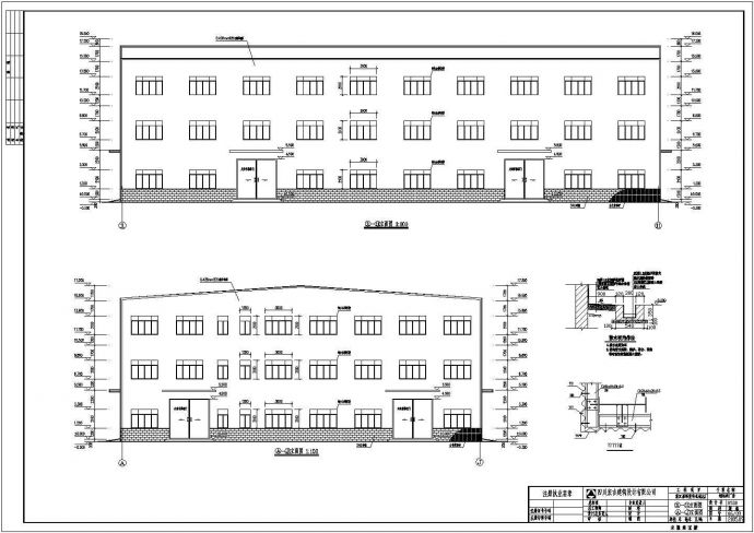某三层建筑面积7350平钢框架轻型厂房建筑设计图纸（含详细设计说明）_图1