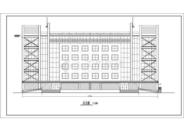 六层时尚精致工会残联事业机构大厦建筑设计cad平立面施工方案图-图一