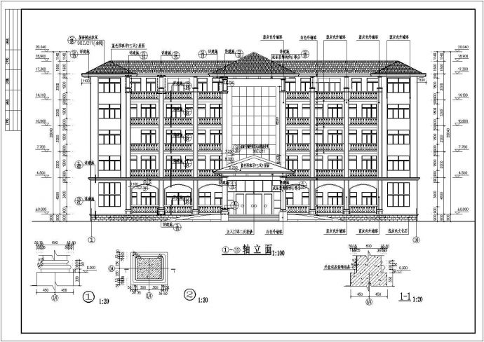 某五层钢筋砼框架结构欧式办公综合楼建筑设计图纸（含详细设计说明）_图1