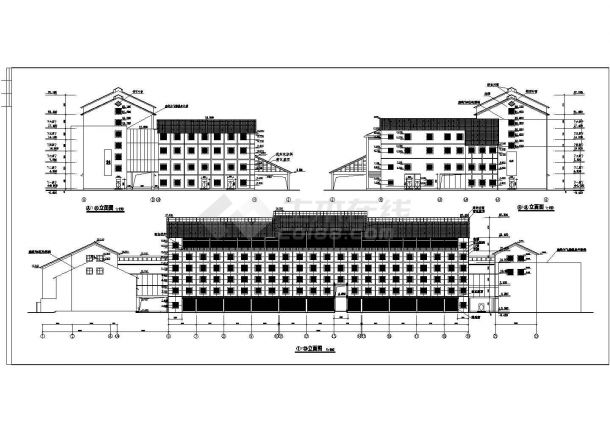 四层新中式风格星级宾馆酒店设计施工cad平立面方案图带绿化总图-图二