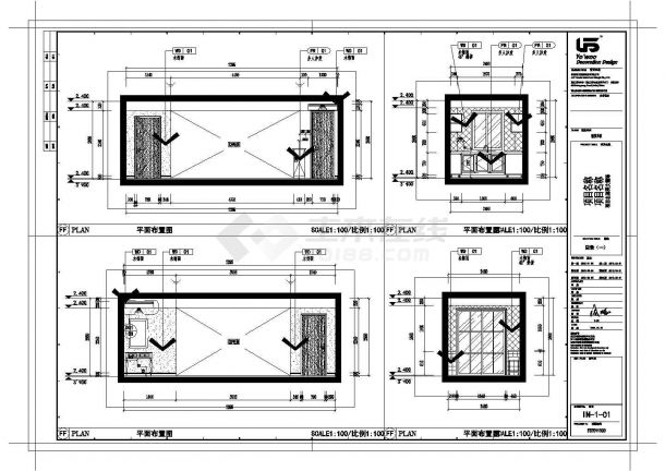 一套美式风格两居室小户型室内装修施工图CAD图纸（含字体）-图二