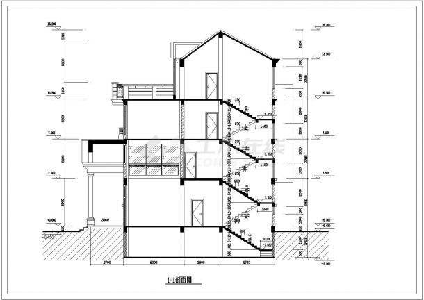 大型超豪华欧式坡屋面别墅建筑设计cad平立面方案图(坡屋面高度2.4m)-图二