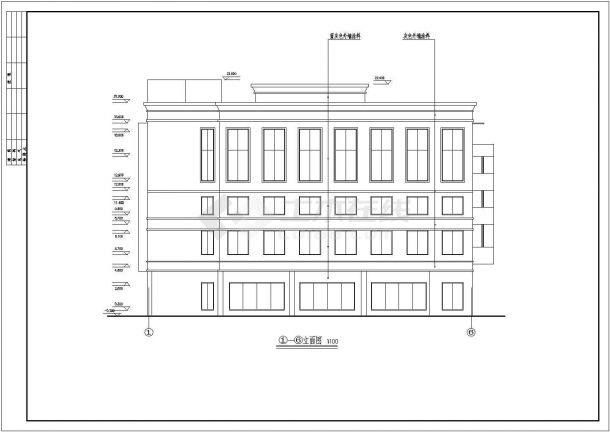 某五层建筑面积2017平综合楼建筑设计cad图纸（含详细设计说明）-图二