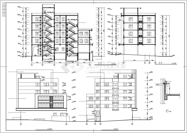 某五层综合建筑设计图纸（CAD）-图一