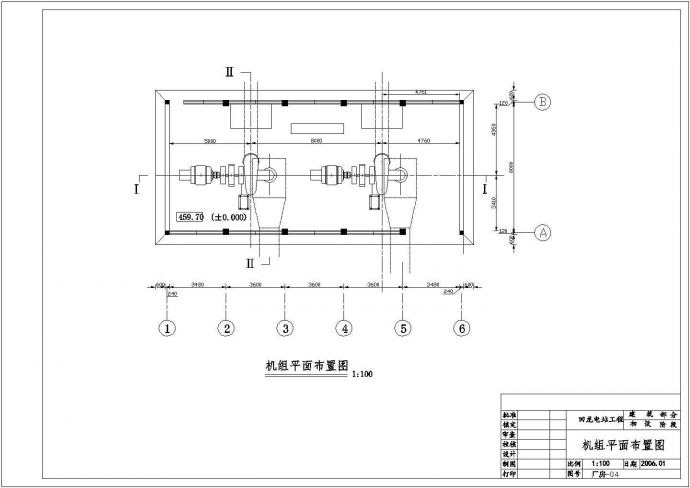 回龙电站工程厂房平面结构布置及钢筋图_图1