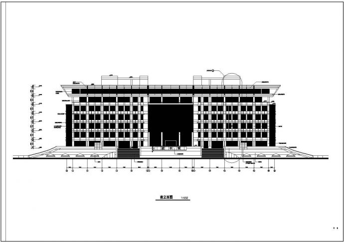 现代风格知名大学多层图书馆建筑cad设计施工图_图1