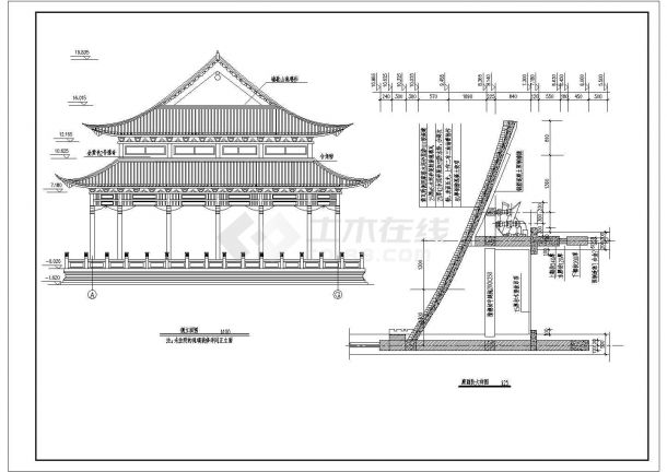 某寺庙建筑结构设计cad图纸（含平立剖）-图二
