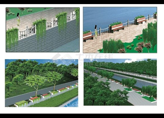 河道驳岸绿化设计效果图-图一
