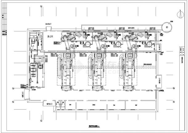 北京通州60T锅炉房工艺流程设计cad图纸-图二