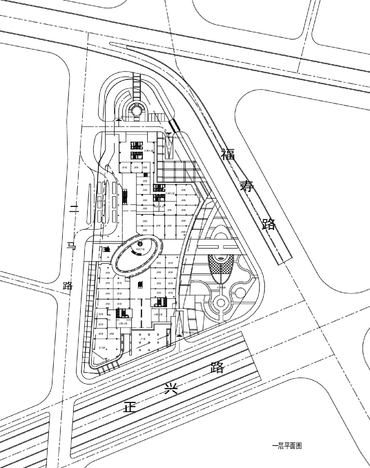 郑州二马路地块开发项目-方案一裙房建施平面CAD图