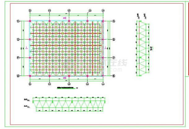 矩形网架结构设计cad施工图-图一