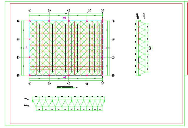矩形网架结构设计cad施工图_图1