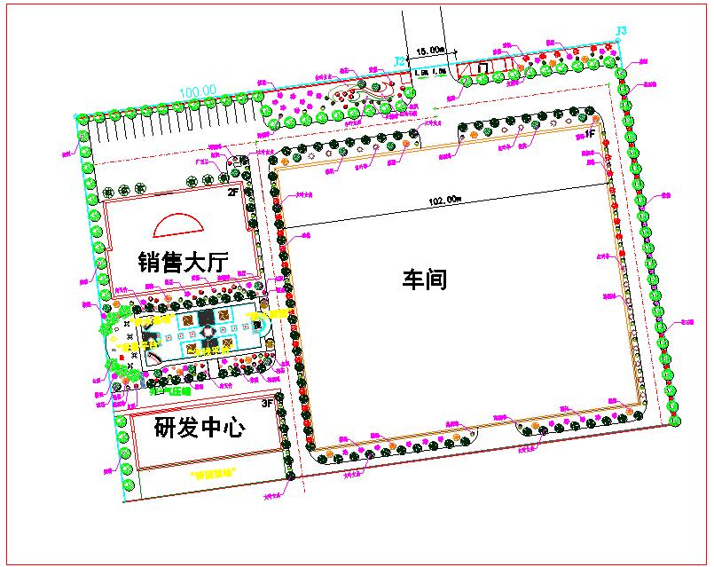 某企业厂区园林景观规划cad总平面图