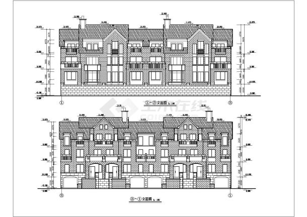 带地下室三层联排别墅建筑设计cad施工图-图一