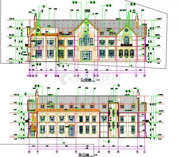 欧式风格豪华三层幼儿园建筑施工图（含总图）-图一