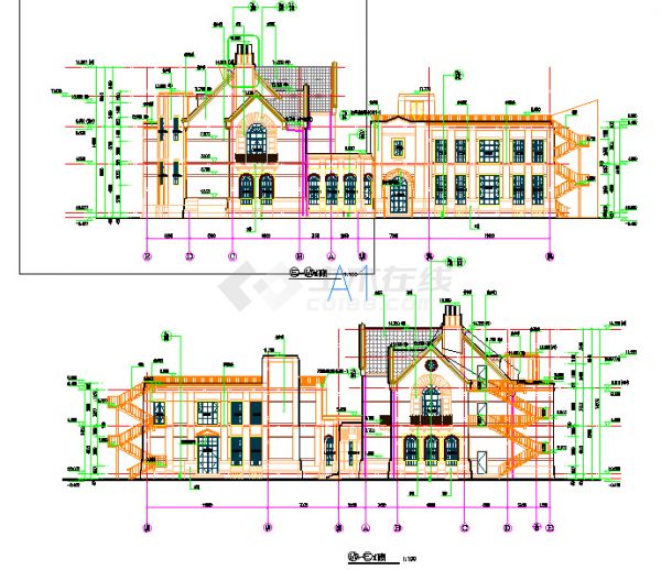 欧式风格豪华三层幼儿园建筑施工图（含总图）-图二