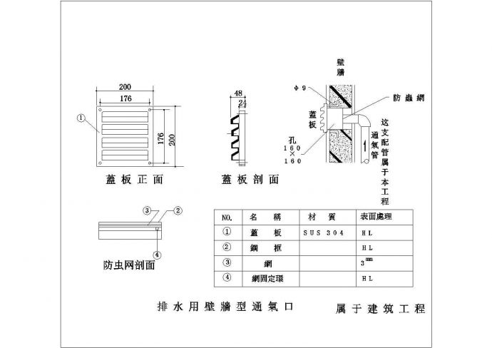台湾常用排水口和通气口大样设计图_图1