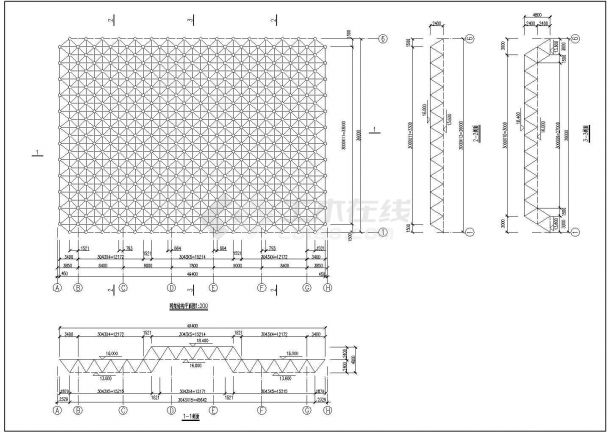 某中学体育馆屋面网架结构设计施工图-图二