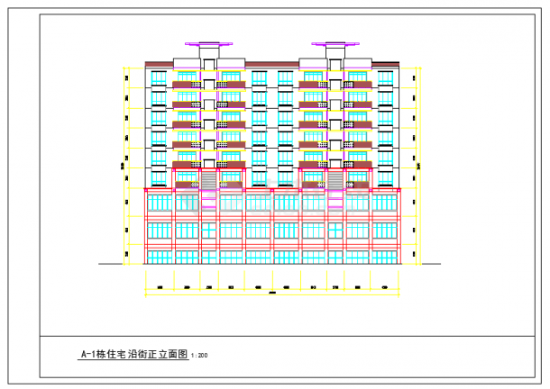 某火车站广场商住楼建筑设计cad图纸-多层住宅楼建筑施工图-图二