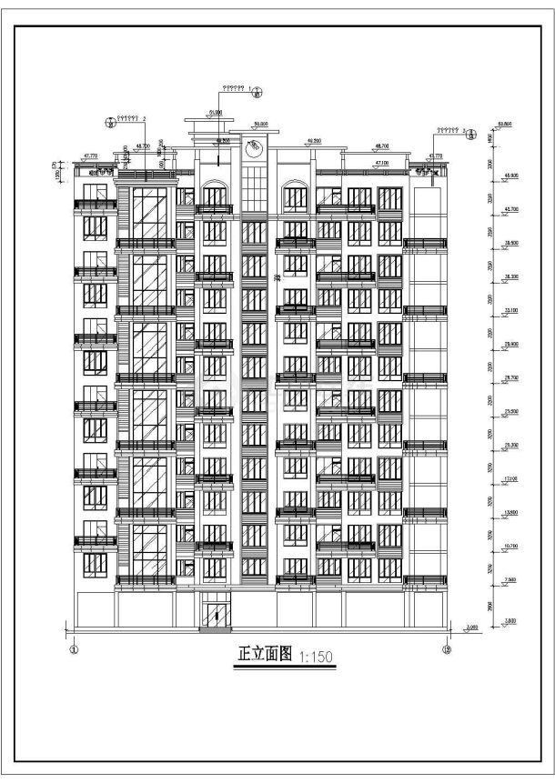 某13层欧式高层住宅楼建筑设计cad图纸-图一