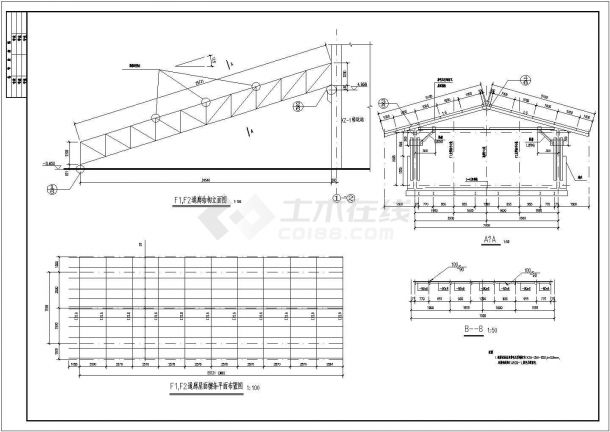 某30米封闭式钢桁架通廊结构设计施工图-图二