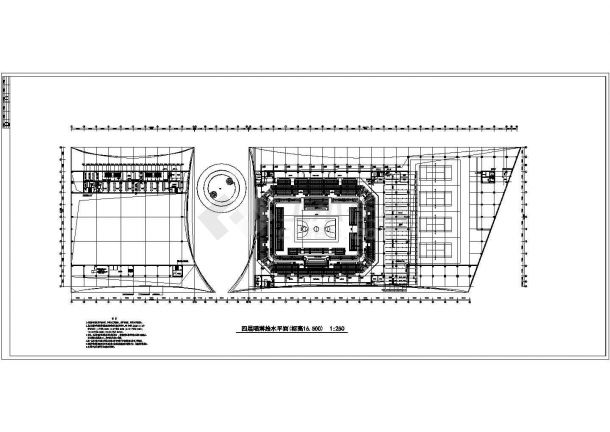 某体育场四层框架结构会展中心水消防设计图-图一