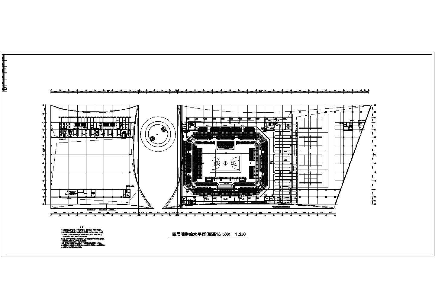 某体育场四层框架结构会展中心水消防设计图