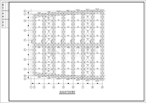 某管桁架屋盖钢结构深化设计施工图-图一