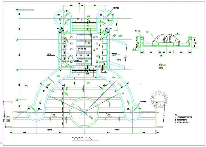 大型广场跳泉设计施工做法带升旗台cad平立面布置方案图_图1