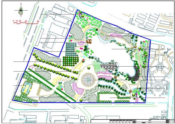 一套小型社区公园带人工湖景观规划设计cad总平面布置图_图1