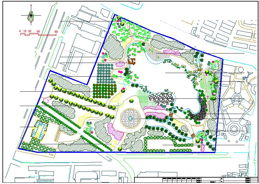 一套小型社区公园带人工湖景观规划设计cad总平面布置图