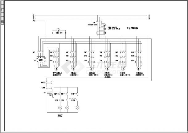 某音乐喷泉电气系统及控制原理接线图-图二
