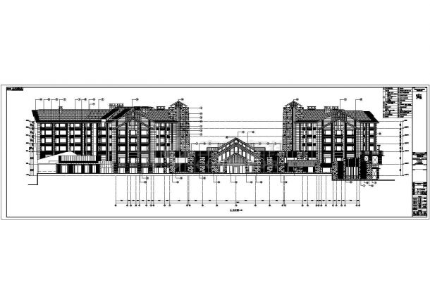 六层中式风格国际旅游度假酒店建筑cad设计施工图（含多层酒店电梯楼梯设计）-图二