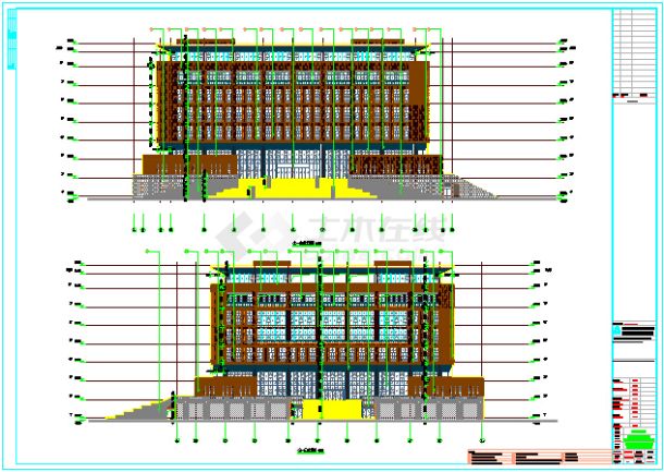 八层小高层平网架屋顶多功能高校图书馆文化建筑cad设计施工图（含楼梯电梯设计及图书馆节能设计）-图一