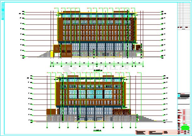 八层小高层平网架屋顶多功能高校图书馆文化建筑cad设计施工图（含楼梯电梯设计及图书馆节能设计）-图二