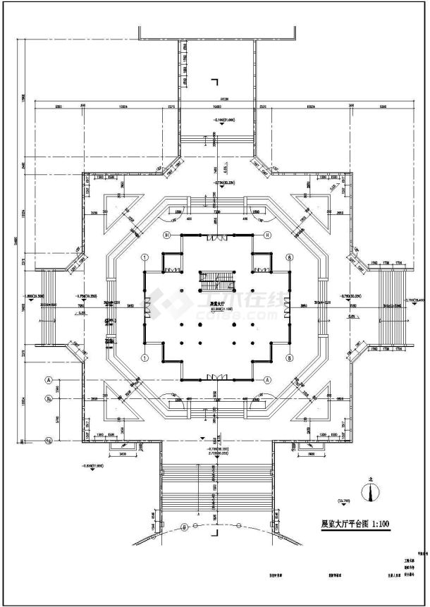 某仿古景观楼阁建筑CAD平立剖面设计图-图二