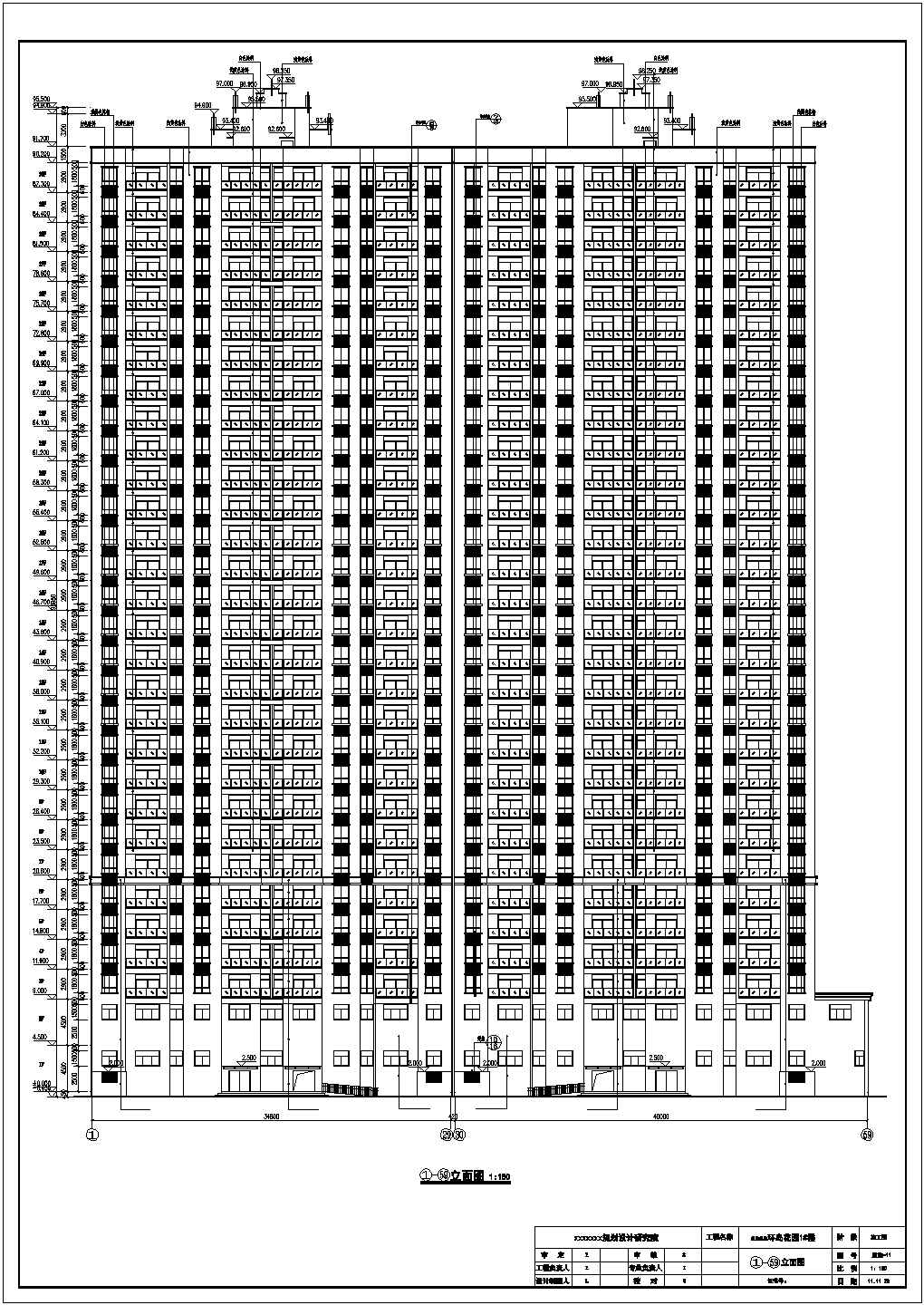 27054平方米三十层剪力墙结构住宅楼建筑cad施工图