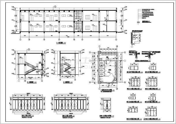 多层多功能办公楼建筑cad设计施工图及幕墙施工图（含楼梯设计图）-图二