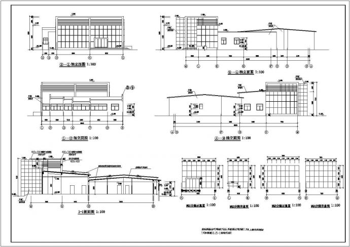 某大型住宅售楼处建筑设计CAD平立面图纸（标注齐全）_图1