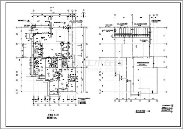 某大型住宅售楼处建筑设计CAD平立面图纸（标注齐全）-图二