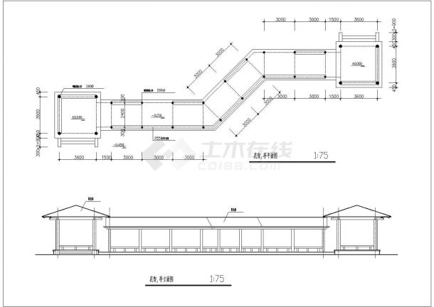 精致景观廊亭设计施工cad平立面布置图-图二