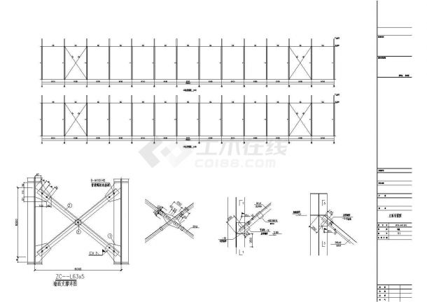 60米跨和30米跨两套轻钢门式钢架厂房结构施工图-图一