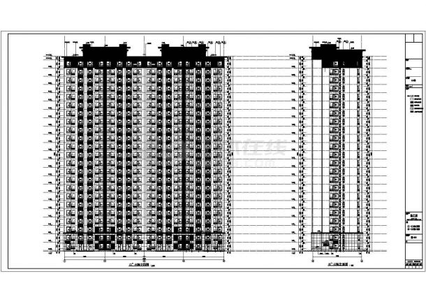 二十三层现代板式高层住宅楼建筑cad设计施工图（含住宅楼户型平面图、电梯设计、门厅设计）-图一