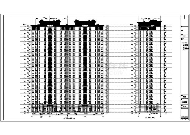 二十三层现代板式高层住宅楼建筑cad设计施工图（含住宅楼户型平面图、电梯设计、门厅设计）-图二