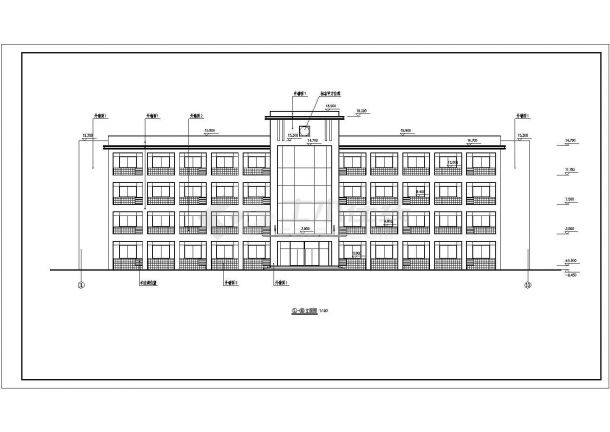 3264平米四层框架结构工厂综合办公楼建筑设计CAD施工图-图二
