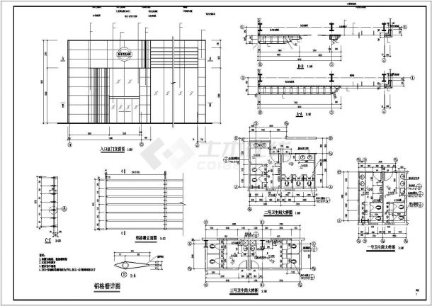 一层（局部两层）汽车车库车间建筑CAD施工设计图-图二