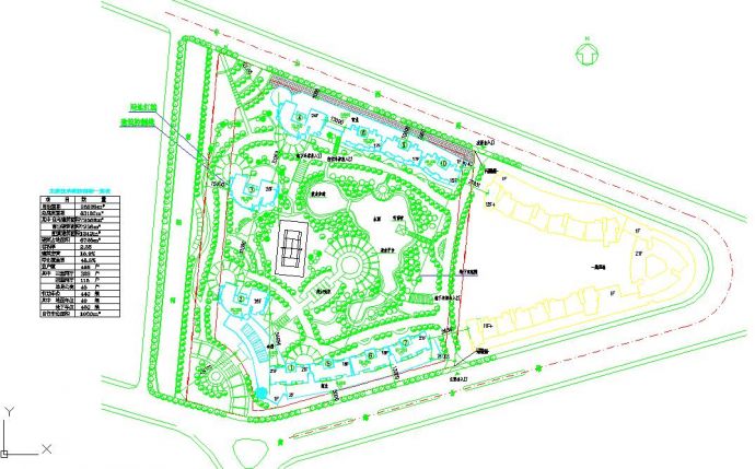 住宅小区景观绿化小广场带亲水平台设计施工cad总布置图_图1
